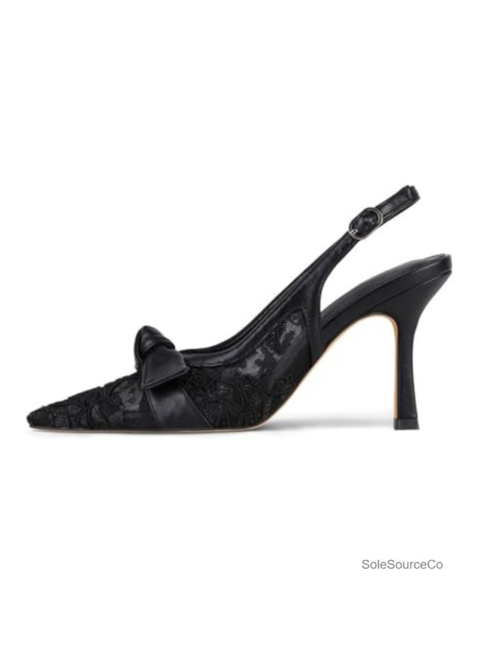 Women's Slingback Wedding Heels Lace Bow Closed Pointed Toe Pumps
